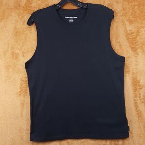 CALVIN KLEIN Shirt Mens XL Black Pullover Crew Sleeveless Tank Top 100% Cotton